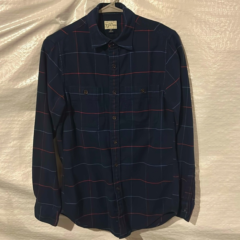 Men’s J Crew Navy Blue Flannel Shirt